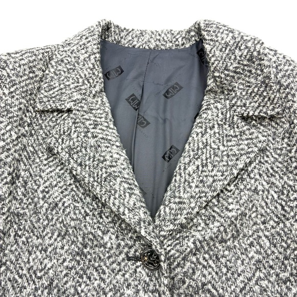 Italian Black and Gray Wool Women's Pea Coat, Size L - Picture 3 of 10